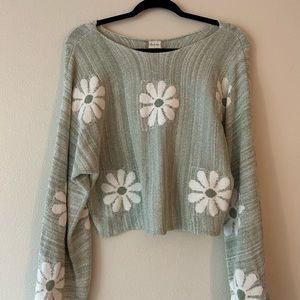 Altar’d State Green Daisy Sweater